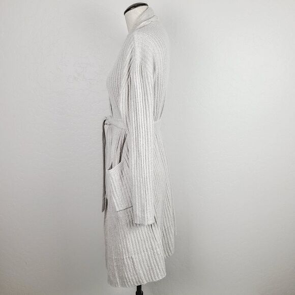 NEW Saranoni‎ Robe S Beige Ribbed So Soft Tie Waist Longline Wrap Lounge … - Picture 4 of 6